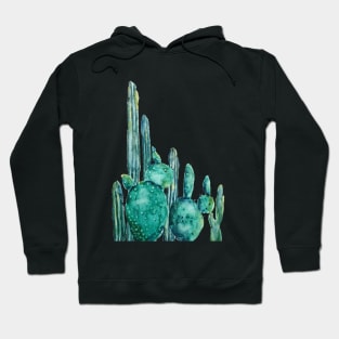 green cactus jungle  watercolor paining Hoodie